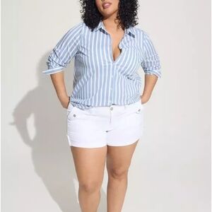 Torrid Light Blue and White Striped Shirt